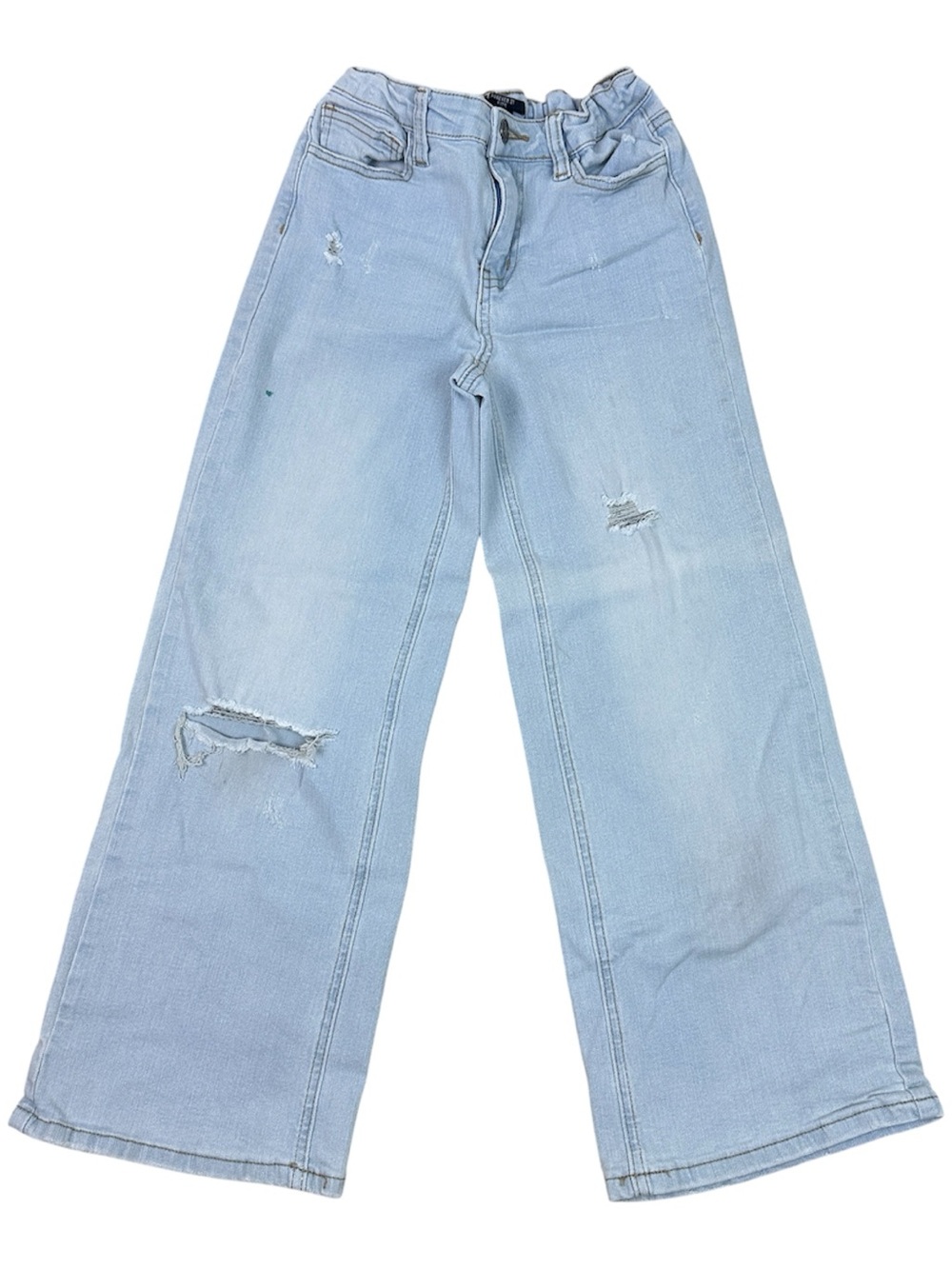 Forever 21 Girls Light Blue Wide Leg Distressed Jeans